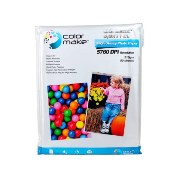 Papel Fotográfico Glossy Brillante 210gr Carta Color Make