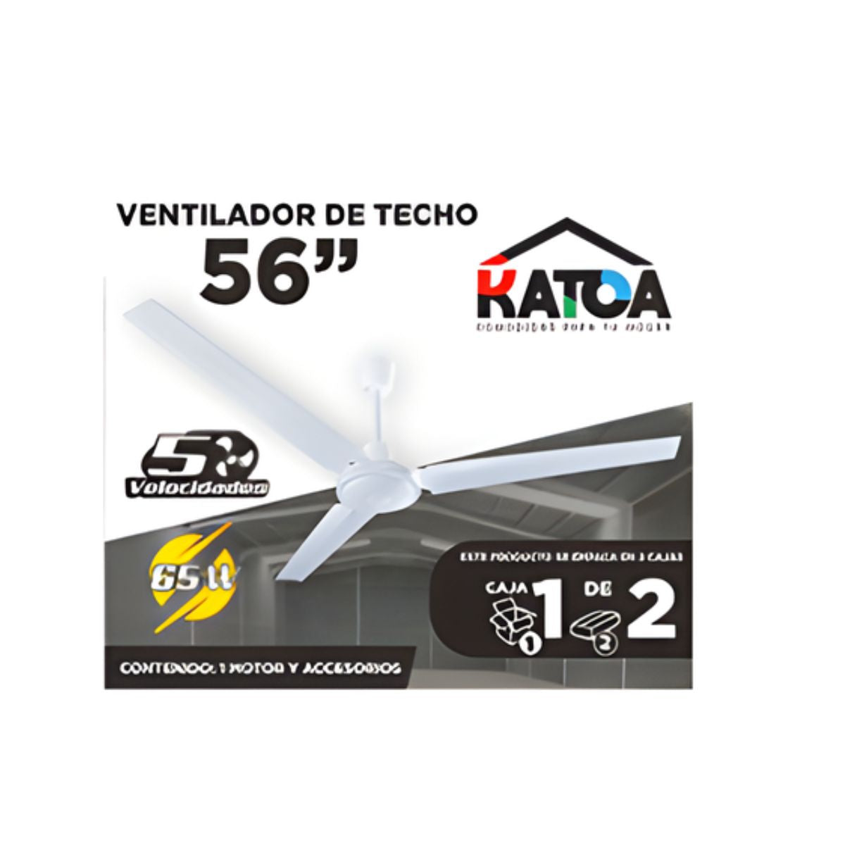 Katoa Ventilador Techo 56" 5 Velocidades Blanco 65W