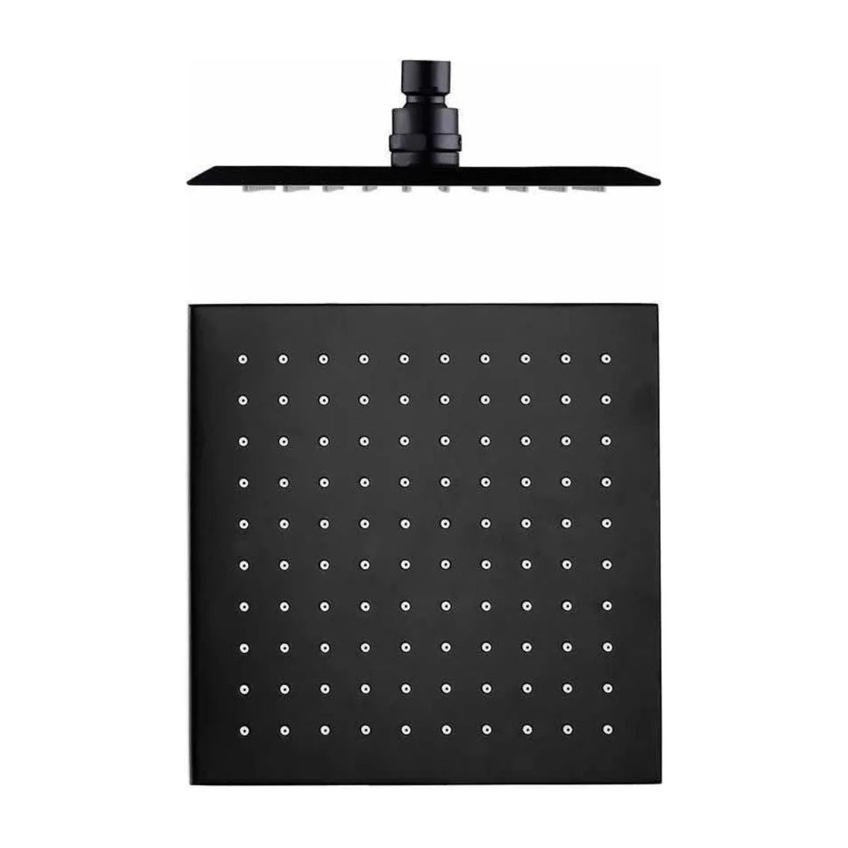 Regadera Cuadrada 20cm Negra Con Tubo Cuadrado Negro Mate