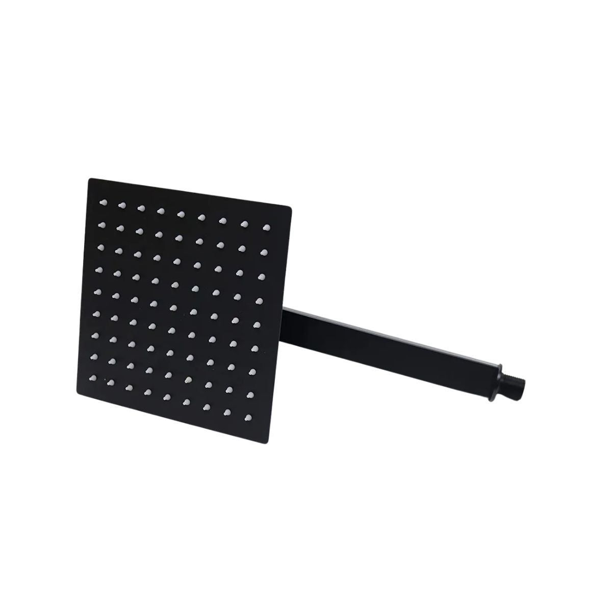 Regadera Cuadrada 20cm Negra Con Tubo Cuadrado Negro Mate