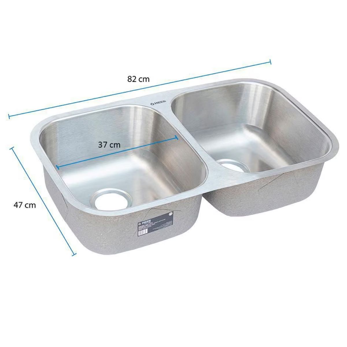 Tarja Doble MEER Submontar Acero Inoxidable 82 x 47 x 22