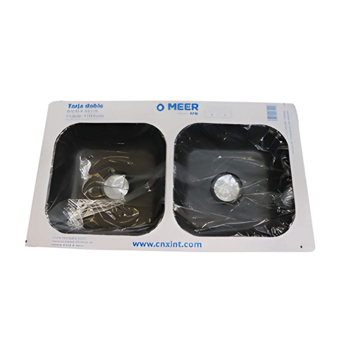 Tarja Doble Empotrar Acero Inoxidable 84 x 48 x 15 Negro Meer