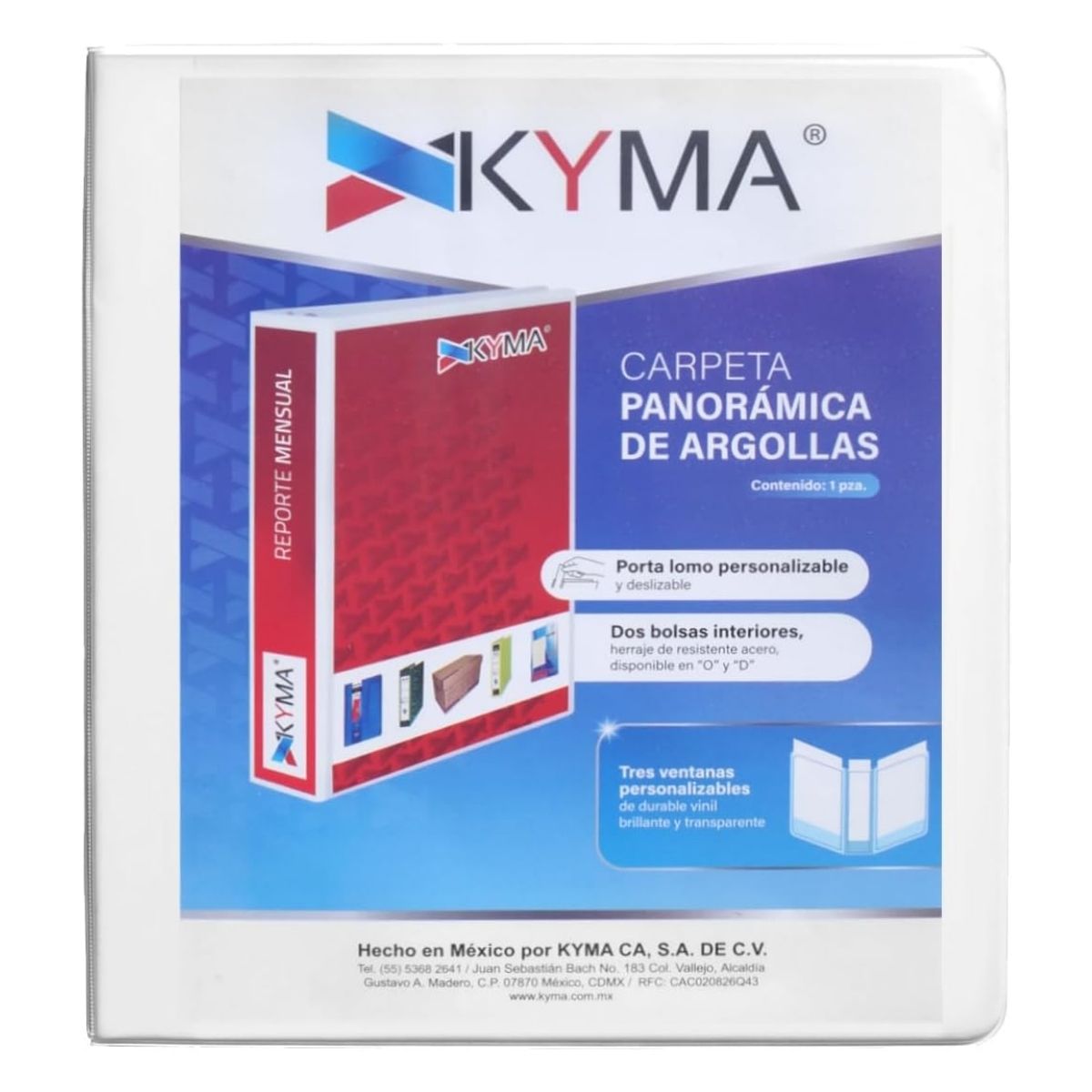 Carpeta Panoramica Carta Kyma Argollas 1 Pulgada Blanca