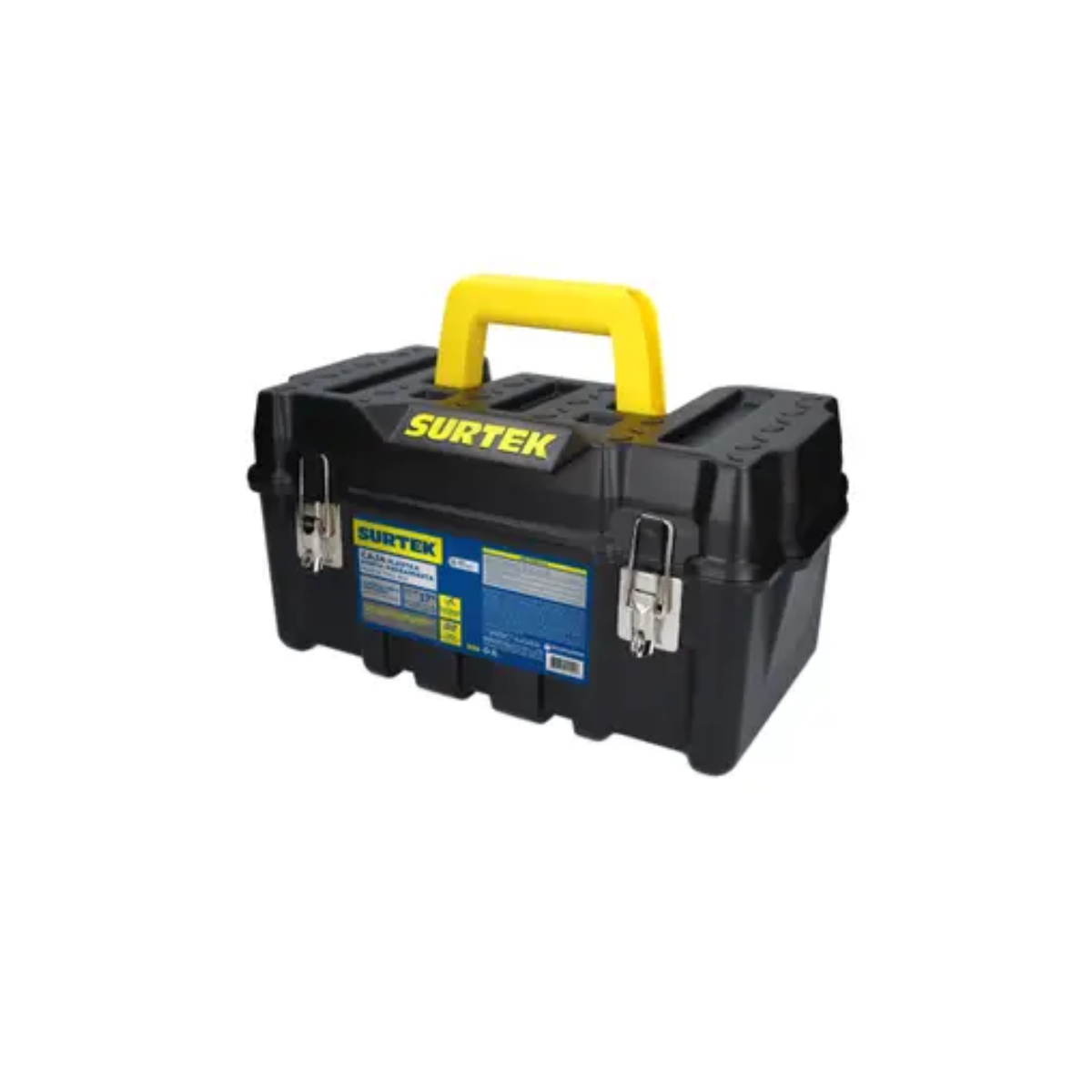 Caja Porta Herramientas Surtek Plástica Broches Metálicos Color Negro 17" x 9" x 8"