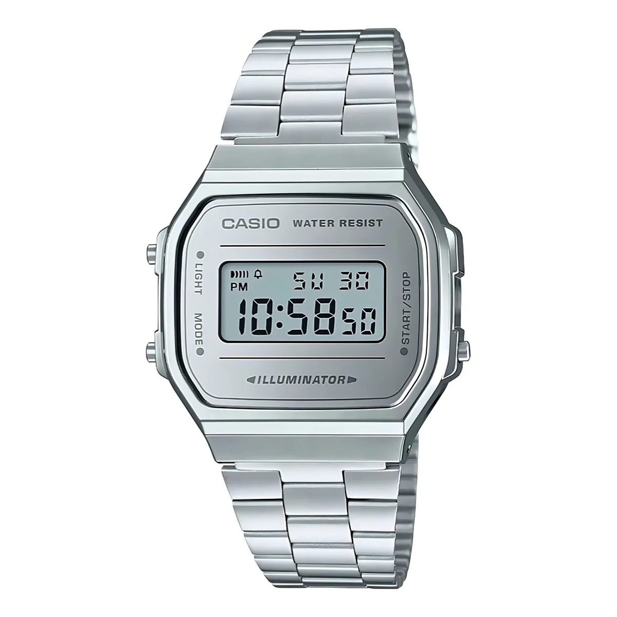 Reloj Vintage Plateado Casio Cromado A168wem Unisex Inox Gris Plateado Plateado