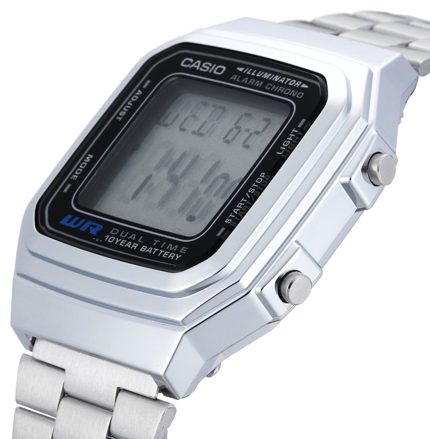 Reloj Digital Casio Retro Color Plateado Acero Inoxidable A178wa-1a