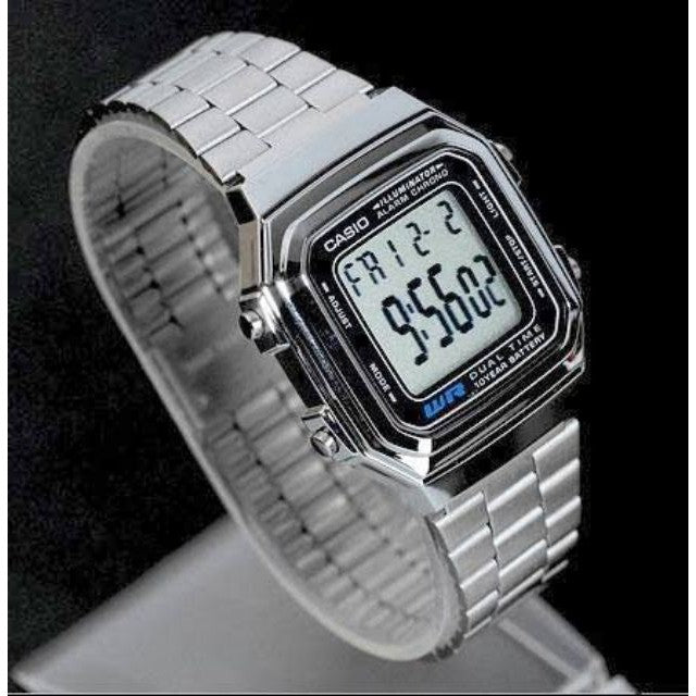 Reloj Digital Casio Retro Color Plateado Acero Inoxidable A178wa-1a