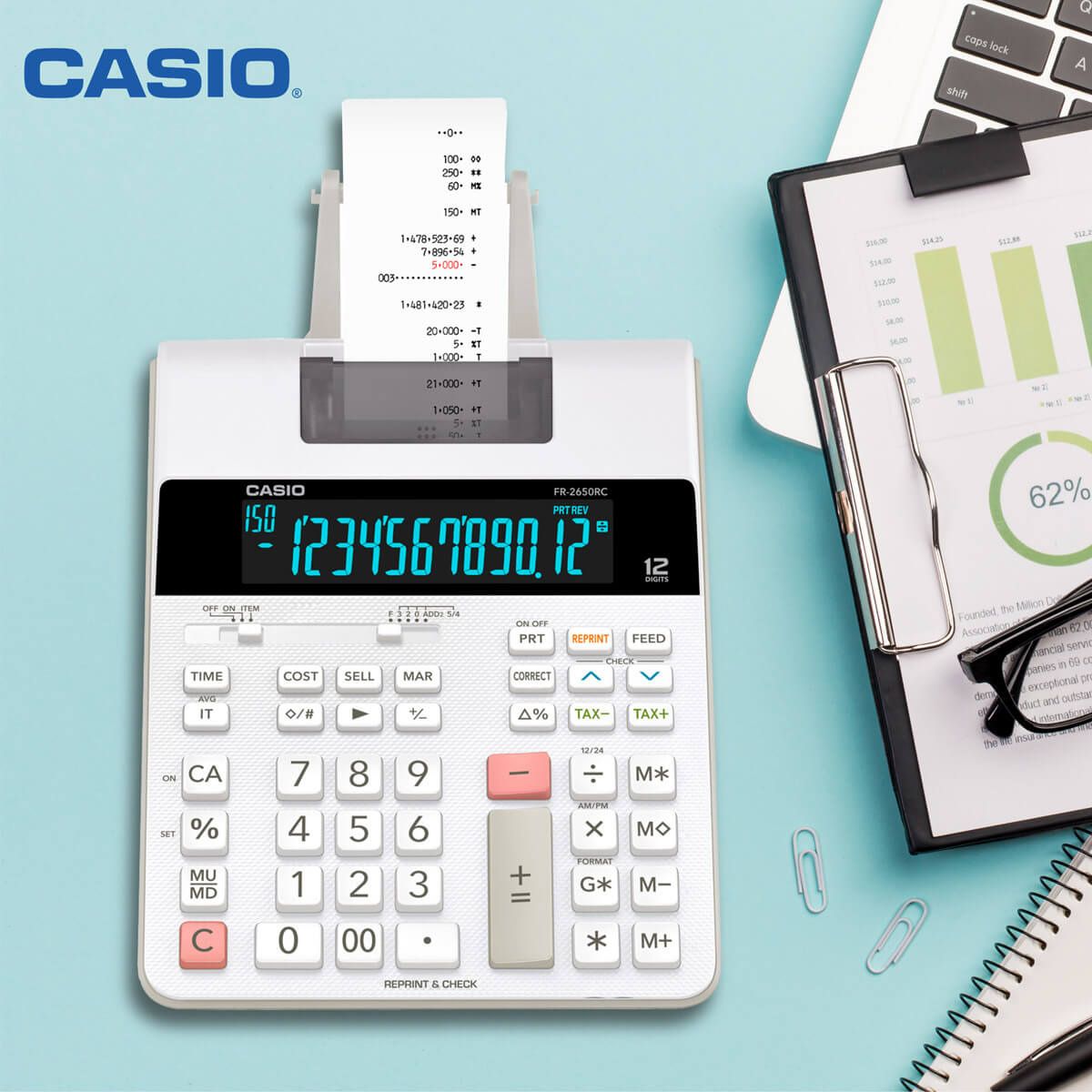 Sumadora Calculadora Impresión Casio Fr-2650rc 12 Dígitos