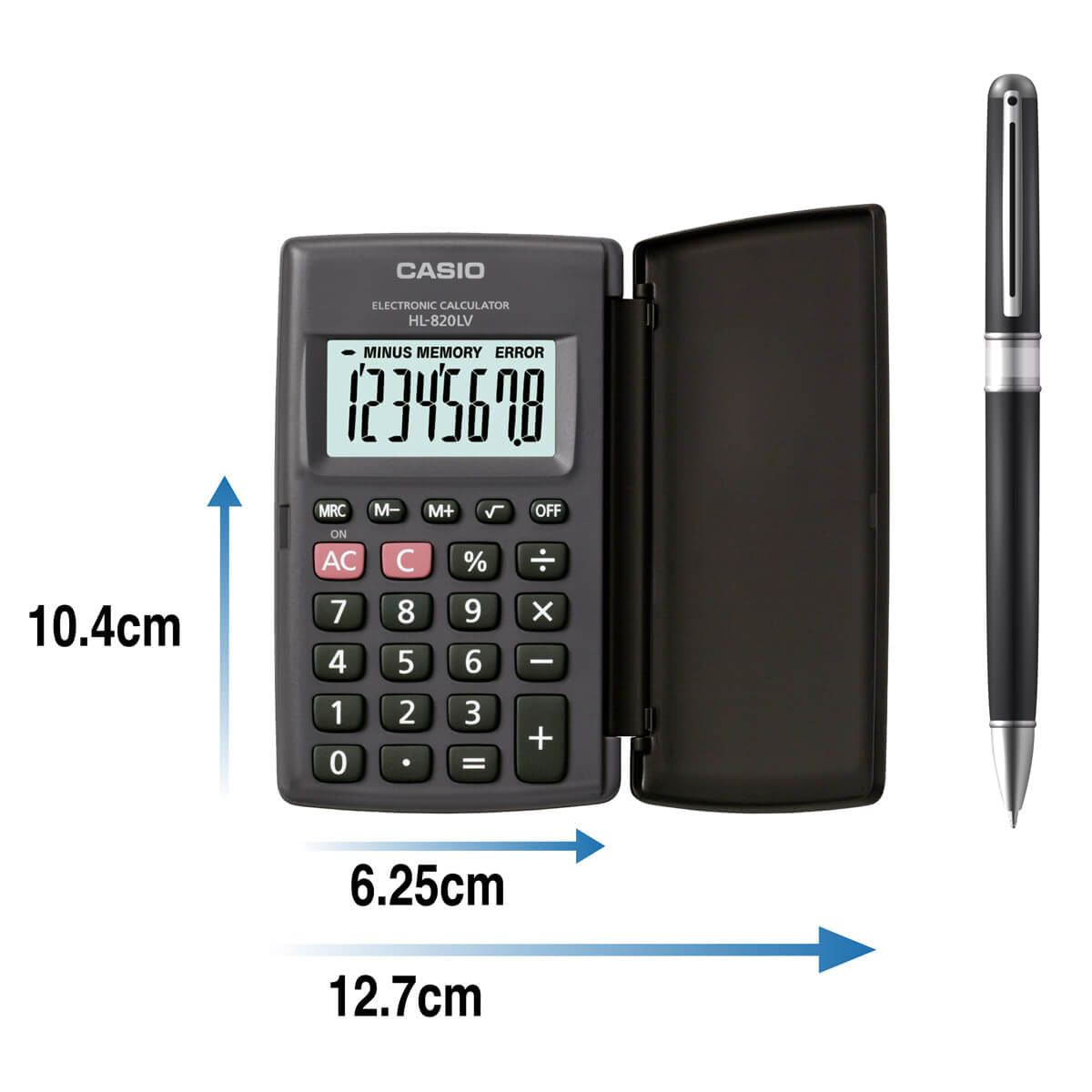 Calculadora Casio Portatil Negra 8 Dígitos 10x12 Cm Con Tapa