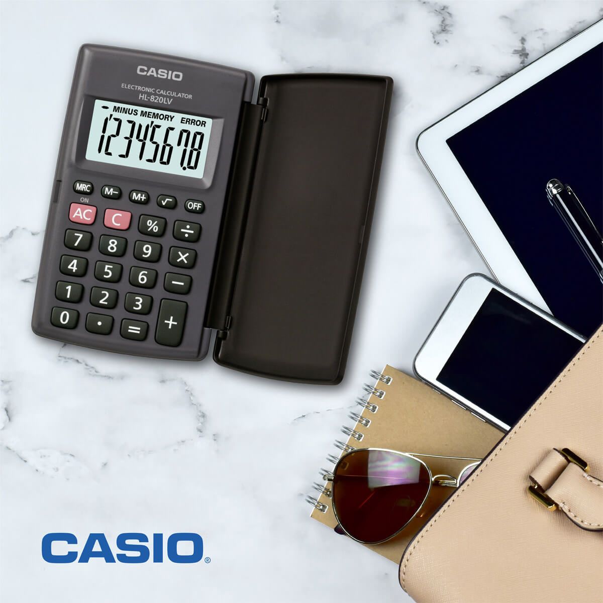 Calculadora Casio Portatil Negra 8 Dígitos 10x12 Cm Con Tapa