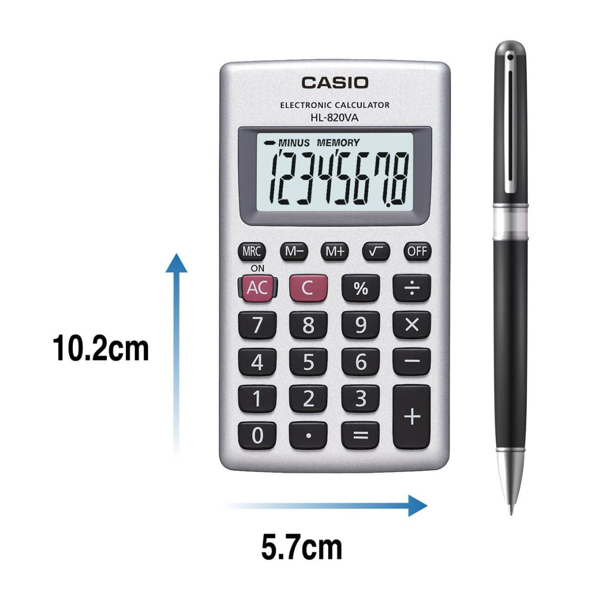 Calculadora Portatil Casio Hl-820va Gris 8 Digitos 10x12cm