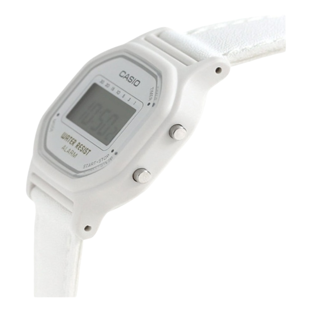 Reloj Casio Clasico La-11wl-7a Dama Retro Correa Piel Blanco