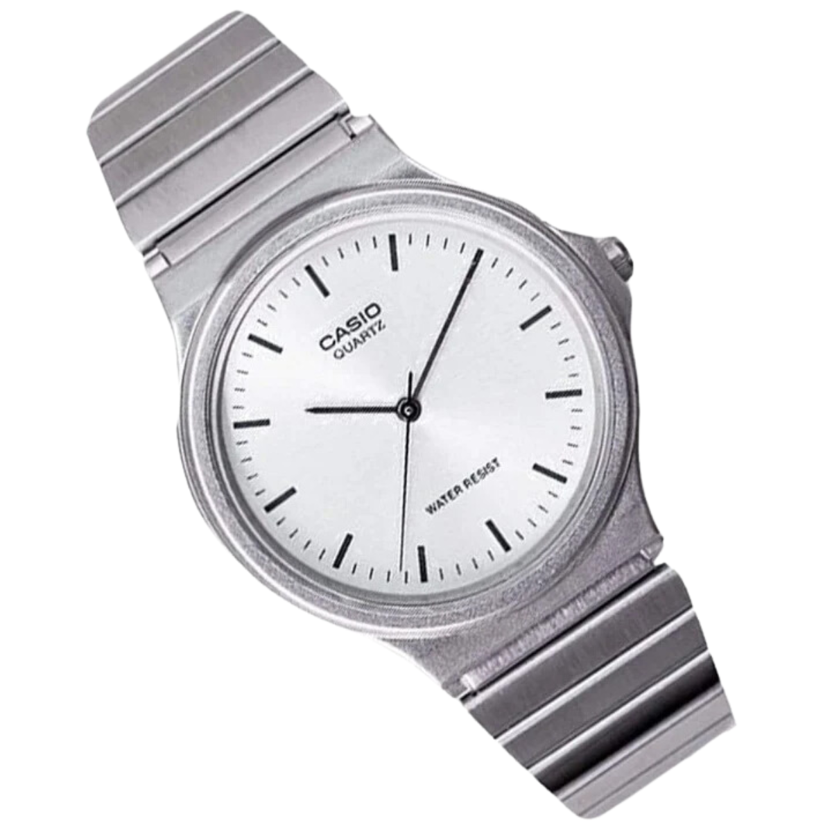 Reloj Casio Quartz Mq-24d-7e Correa Color Plata Bisel Plata