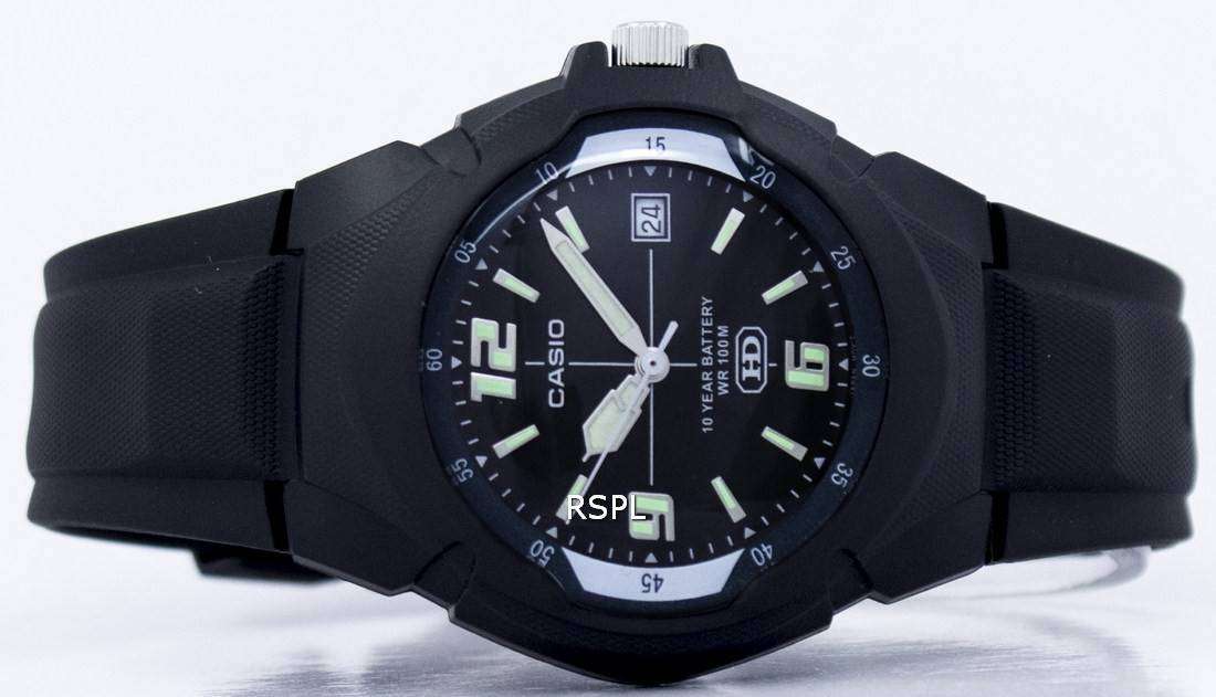 Reloj Casio Mw-600f-1av Resina Color Negro Fondo Negro