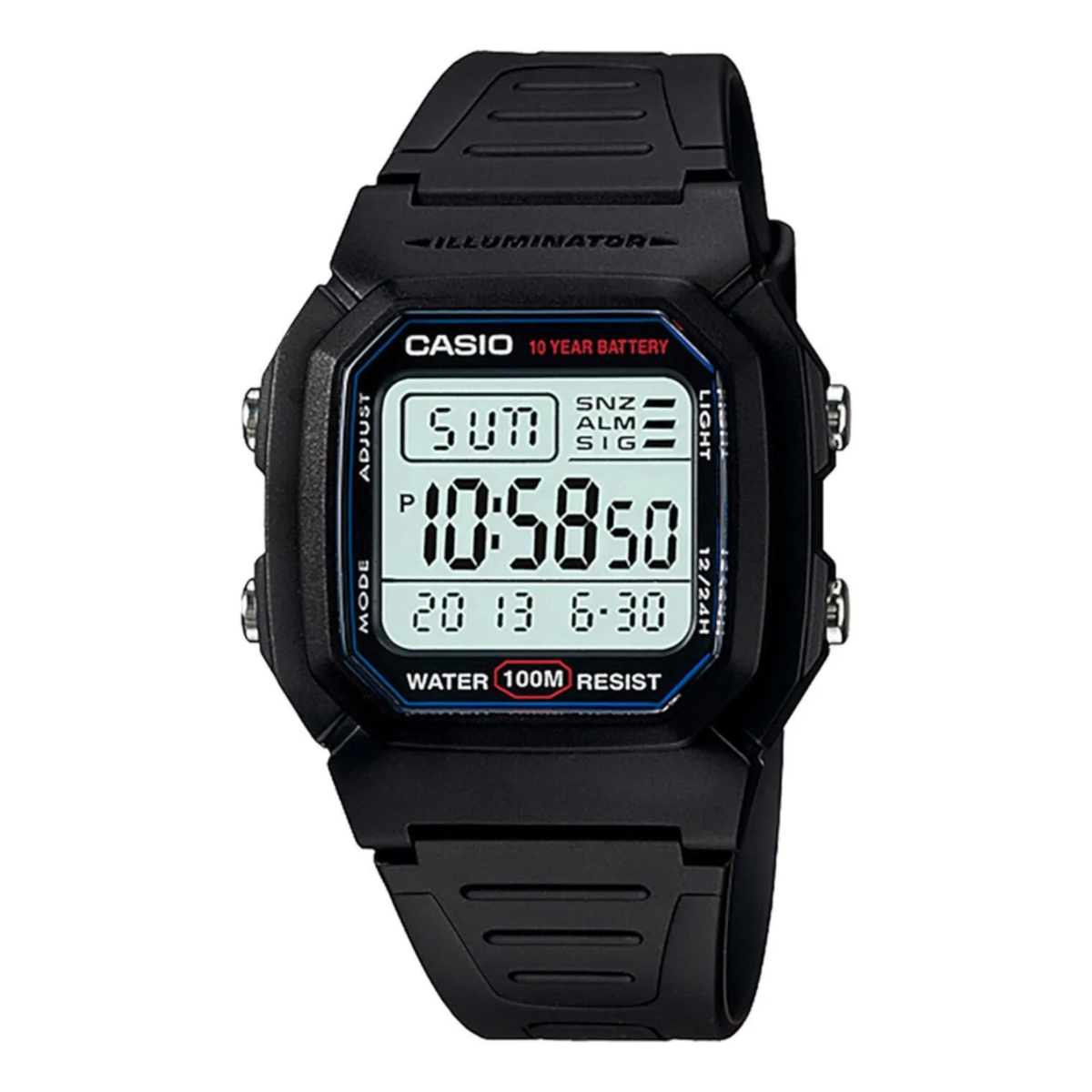 Reloj Digital Casio W-800h-1av C/negro Cronometro Calendario