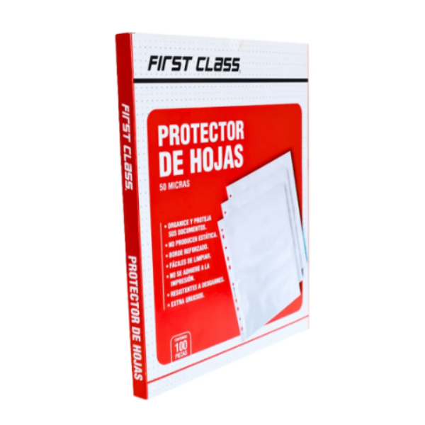 100 Protectores Hojas Reforzado First Class 50 Micras Grueso