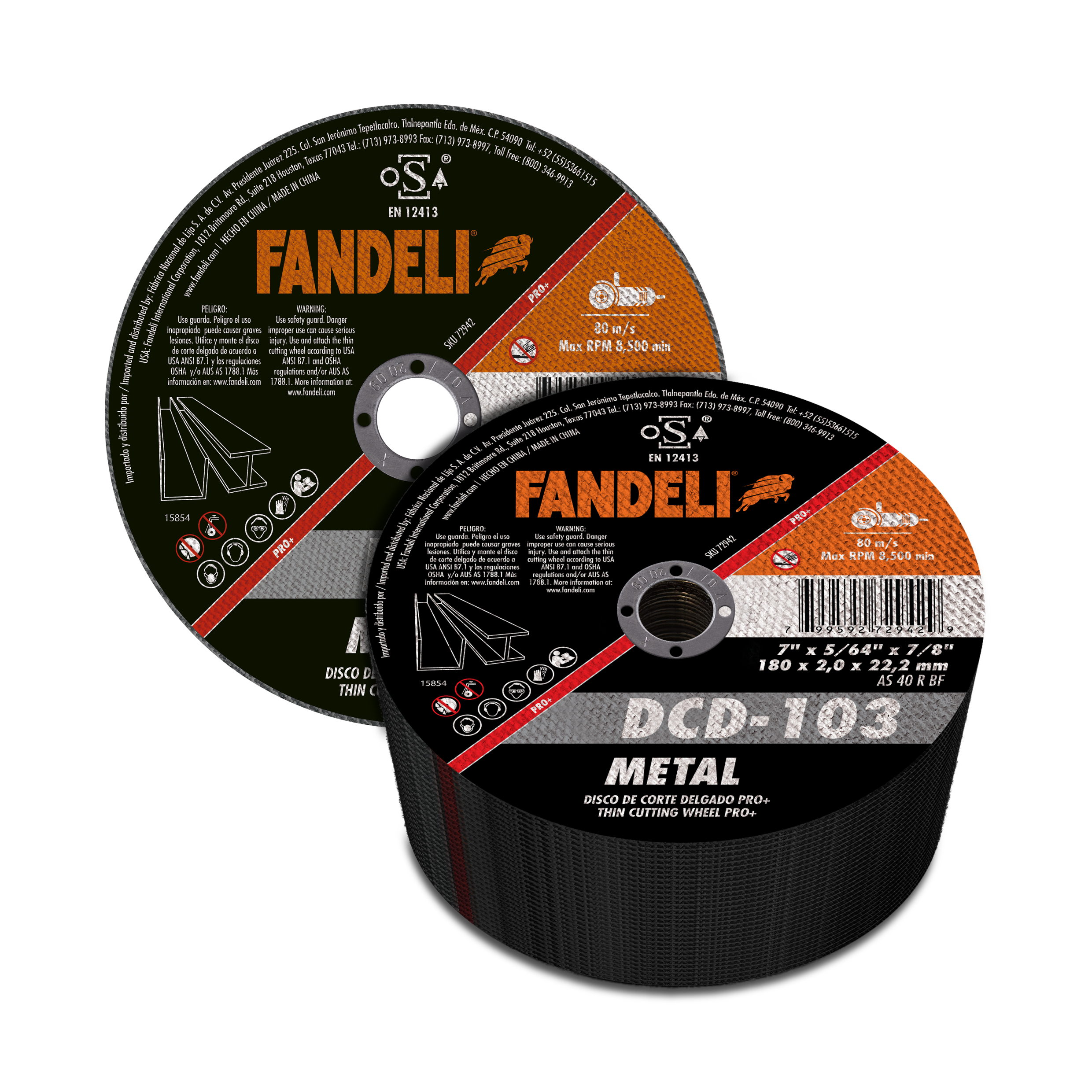 10 piezas Disco de Corte Delgado Fandeli Metal PRO+ 7"