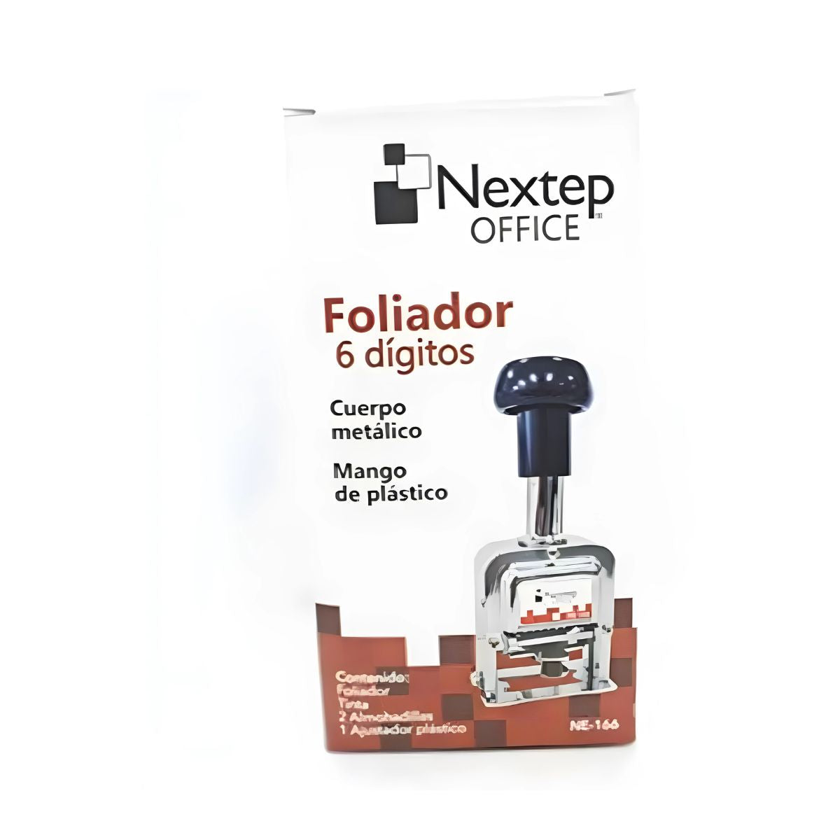 Foliador 6 Digitos Nextep Automatico Metal Tinta Negra