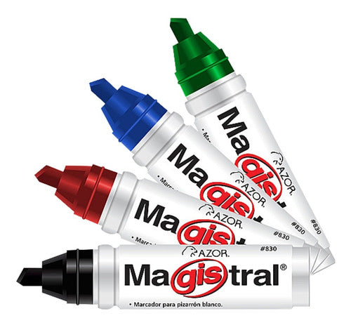 Marcadores Azor para Pizarrón Blanco 6mm Magistral Aluminio 4 Piezas