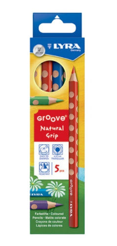 Lápices De Colores Triangular Lyra Groove Grip Natural Set 5 Piezas