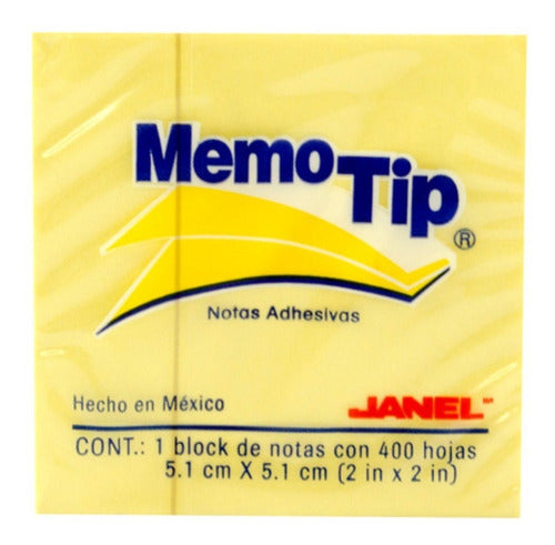 400 Notas Adhesivas Memotip Amarilla 5.1x5.1cm Cuadrada
