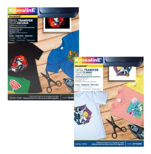 Papel Transfer Kronaline Carta 1 Claro + 1 Obscuro