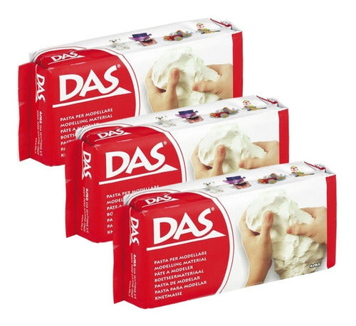 Pasta Masa Das Blanca Modelar Cerámica Fría Sin Horno 1.5 Kg (3 Piezas de 500g)