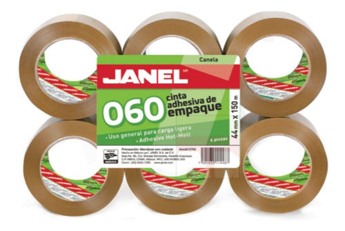 36 Piezas Cinta Adhesiva Canela Empaque Janel 060 48mmx150m