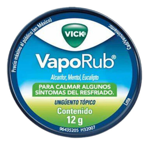 Vick Vaporub Ungüento Lata De 12gr Mentol Alcanfor Eucalipto