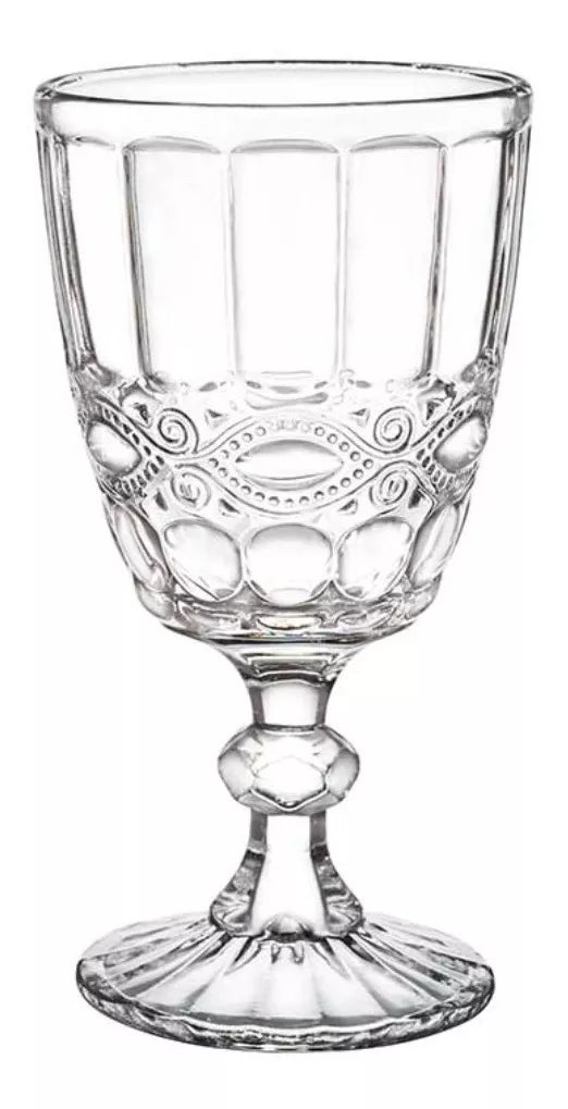 6 Copas Vino Tinto Blanco Vidrio Cortado Cristal Diamante