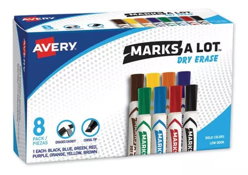 8 Marcadores Plumon Avery Pizarron Blanco Colores Surtidos