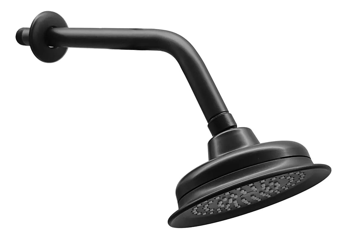 Regadera Redonda 135mm Con Tubo Negro Mate Meer