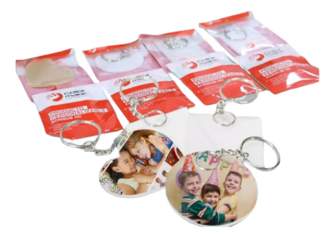 20 Pz Llavero Acrisub Hd Sublimacion Color Make Corazon Color Blanco