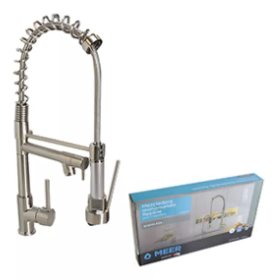 Mezclador Monomando Flexible Meer Niquelado Color Plateado