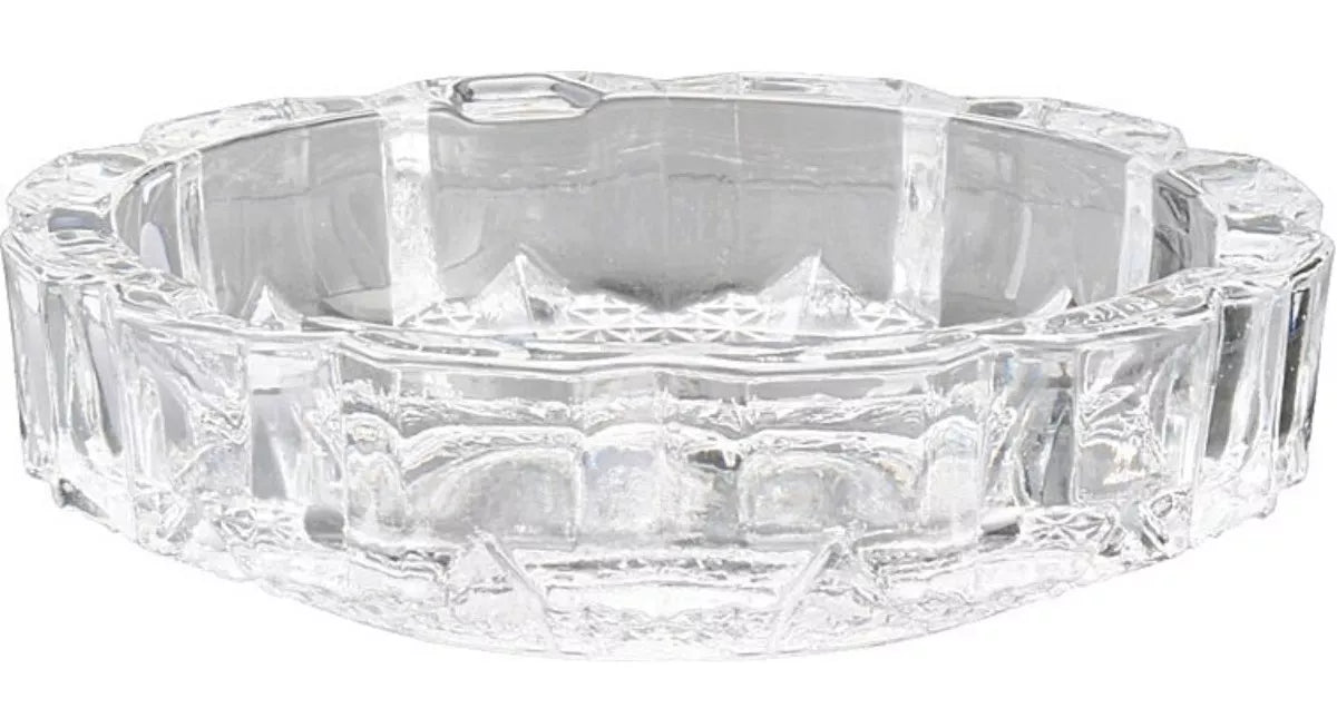 Cenicero Vidrio Redondo Cristal Cortado Labrado Grande