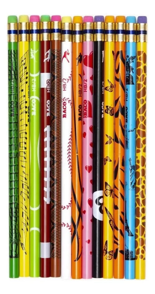 Bote 30 Lapiz Grafito Con Goma Baco Hb N° 2 Bacomix Diseños
