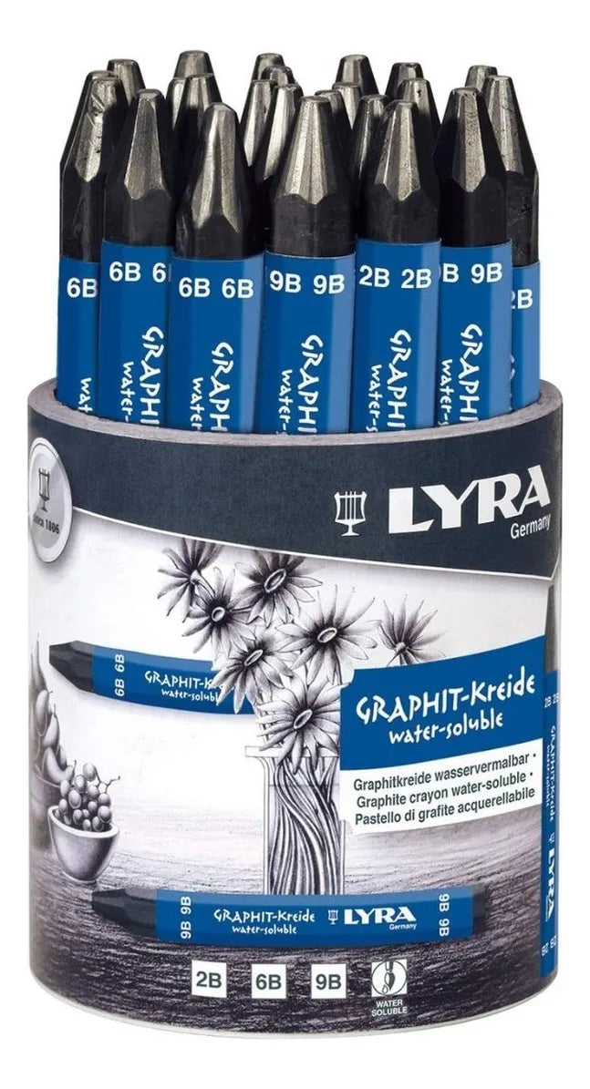 Set 24 Crayónes Lyra Grafito Soluble Agua Dibujo 2b 6b Y 9b