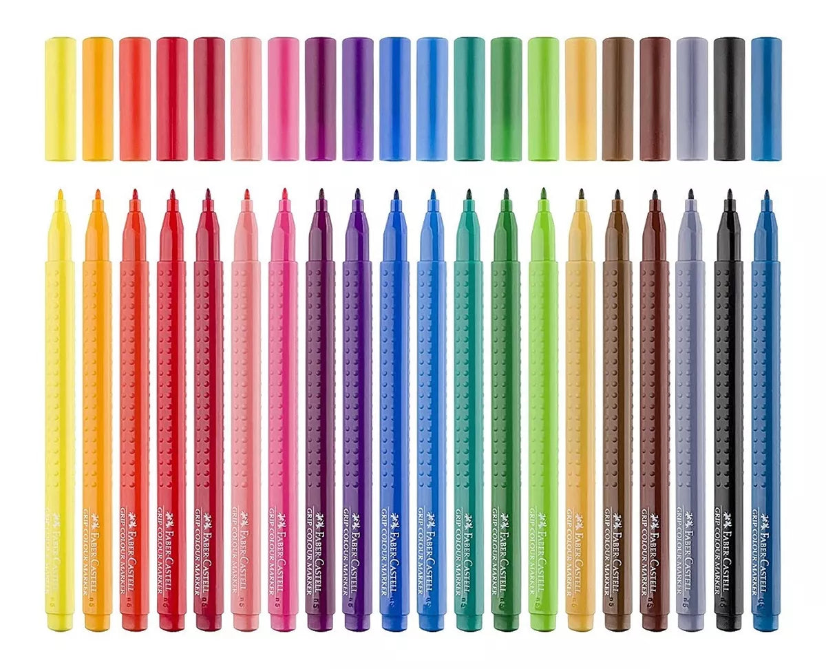 Plumones Marcadores Faber Castell Grip Colores Base Agua 20 Piezas
