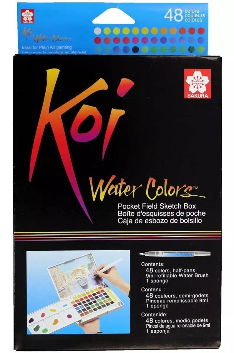 Estuche Portátil 48 Acuarelas Sakura Koi Sketch Box + Pincel