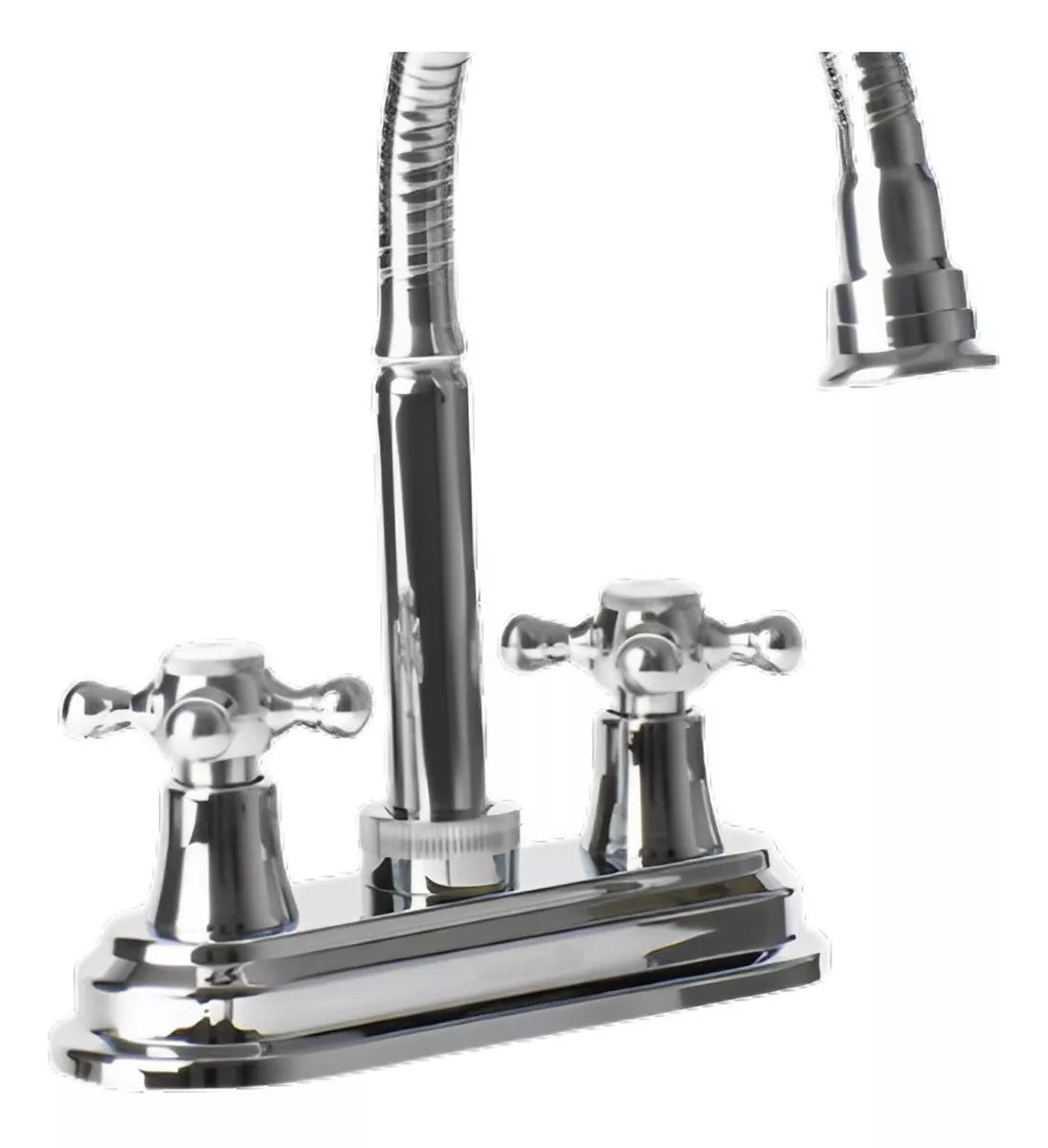 Llave Lavabo Cuello Flexible Hidroflud Mezcladora Cromo