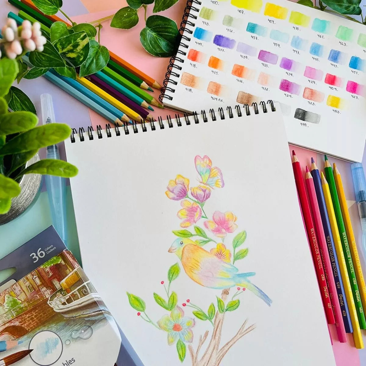 36 Lápiz Color Acuarelable Pentel Arts Profesionales Arte