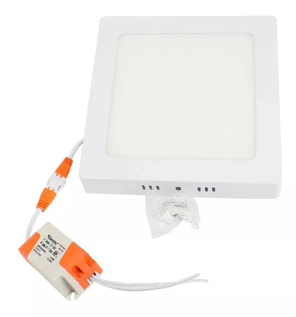 Lámpara Cuadrada Sobrepone 12w Luz Fría Sanelec Color Blanco