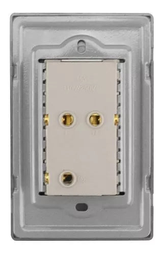 Placa Acero Inox. Sanelec Doble Contacto Duplex Cordoba 4633