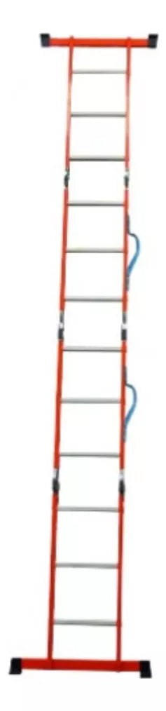 Escalera Acero Multiposiciones Peldaños Naranja 12 Escalones