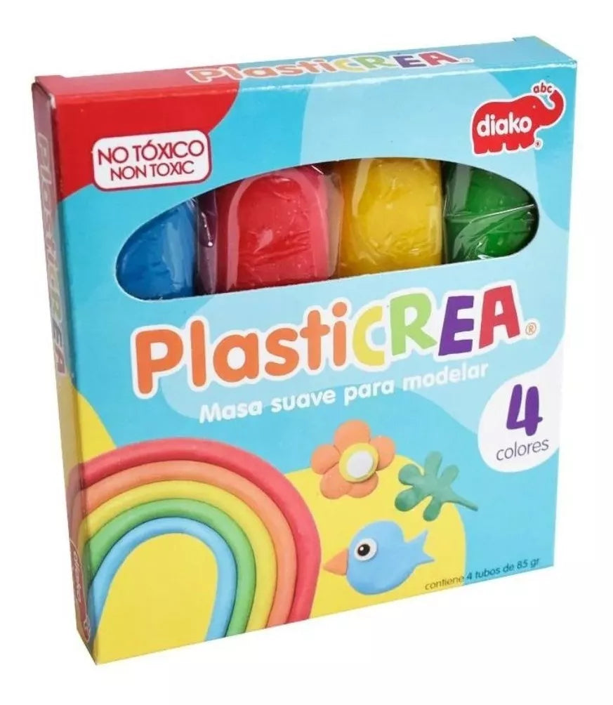 Set 4 Plasticrea Plastilina Diako Masa Moldeable Niño Color