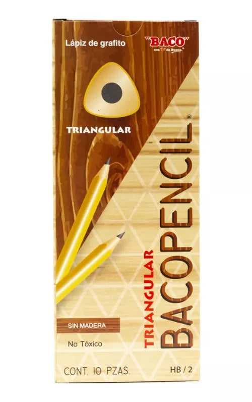 10 Lapices Madera Grafito Triangular Baco Grado Hb 2 Escolar