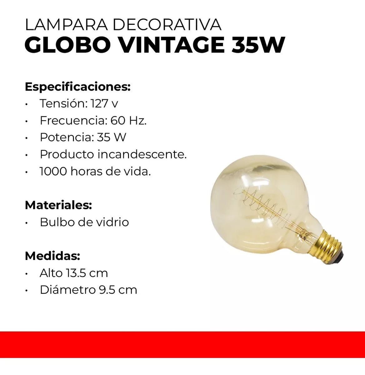 Foco Vintage Sanelec 35w Tipo Globo Luz Cálida 1730