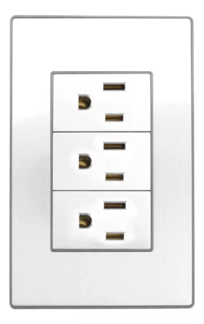 Placa Cordoba Sanelec Cromo Triple Contacto 4641