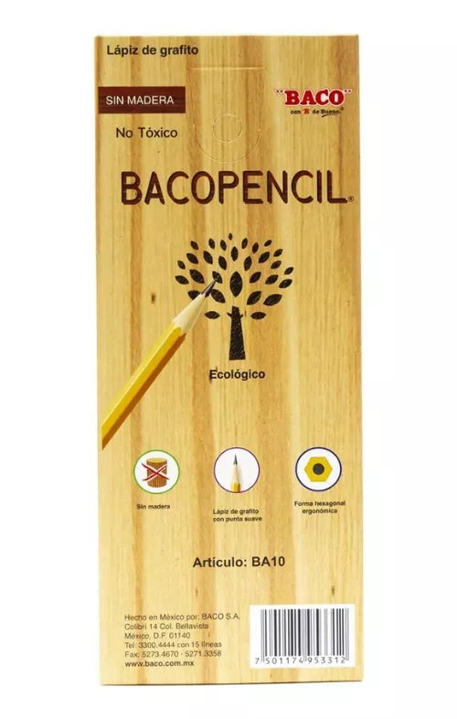 10 Lapices Madera Grafito Triangular Baco Grado Hb 2 Escolar