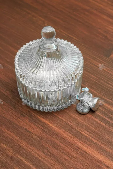 Bowl Bombonera Vidrio Rayas Mediana Labrada Dulcero